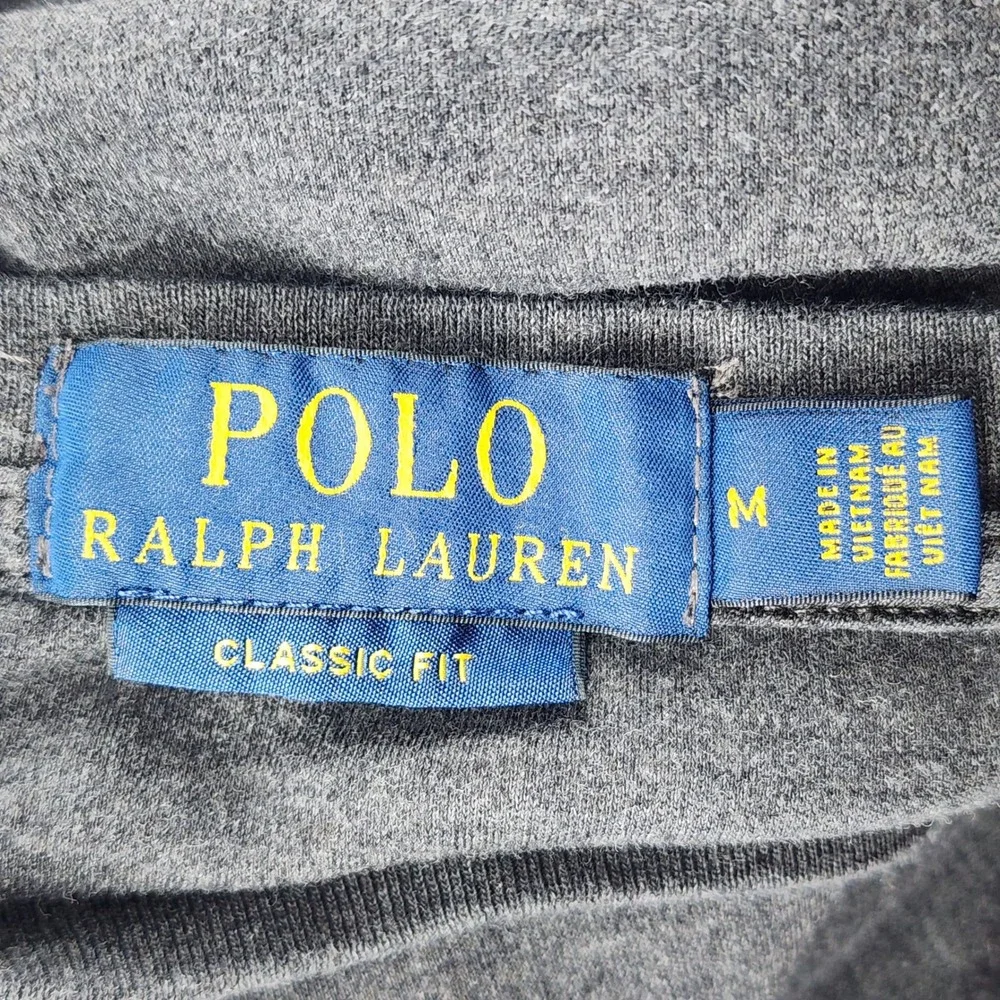 Polo Ralph Lauren Shirt Mens M Heather Gray Crewneck Flesh Pony Logo Long Sleeve